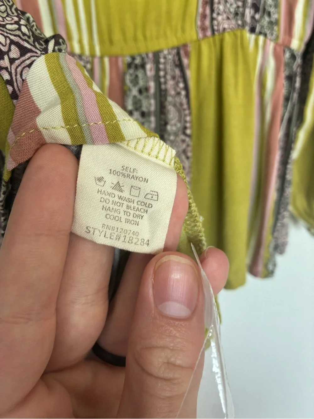 Mystree Boho Peplum Blouse Small Olive Green Striped Lace Trim Rayon Cottagecore